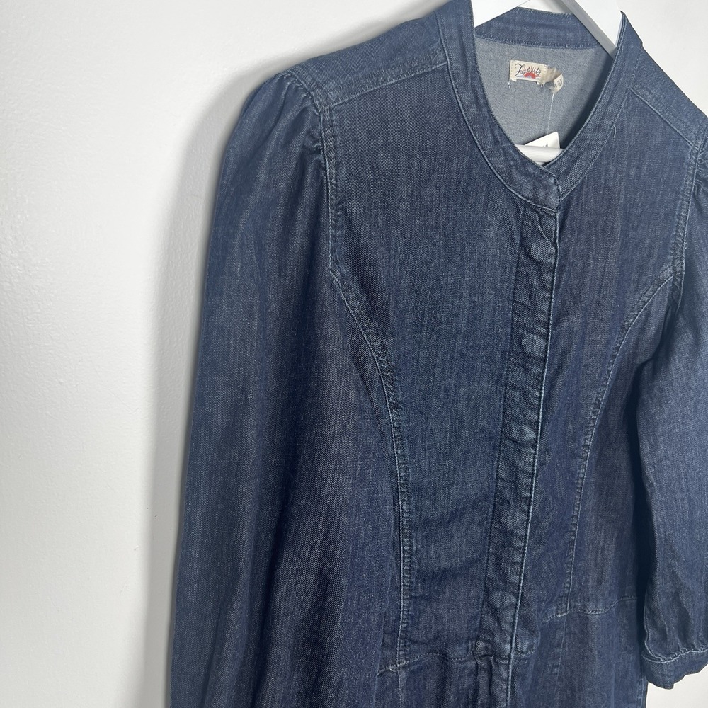 Faherty Charlotte Denim Jumpsuit Dark Wash Size Medium NWOT **Missing Belt** - Picture 5 of 15